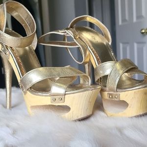 Gold platform heels